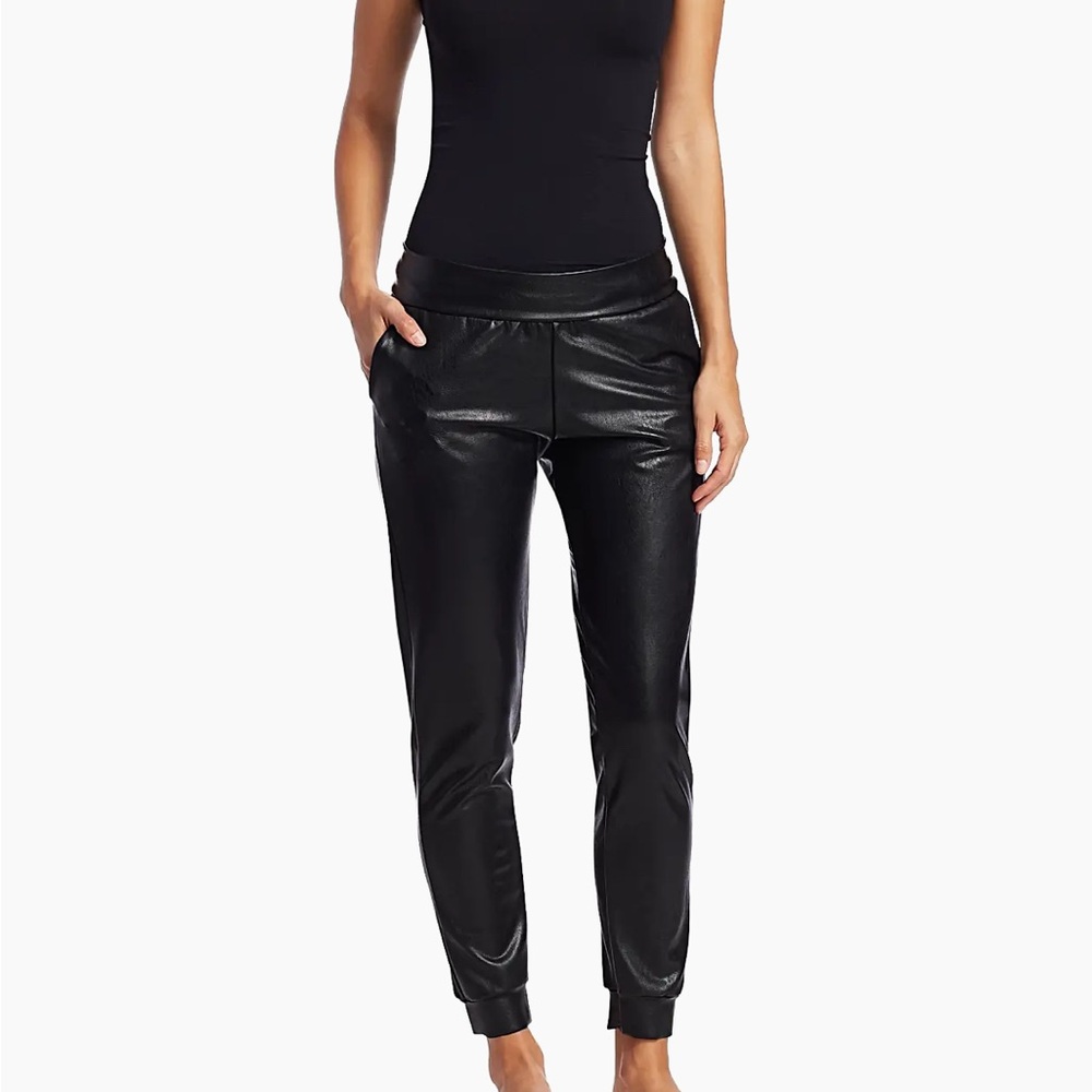 Commando Black Faux Leather Joggers